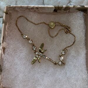 Gold Dragonfly Bracelet with Crystals
